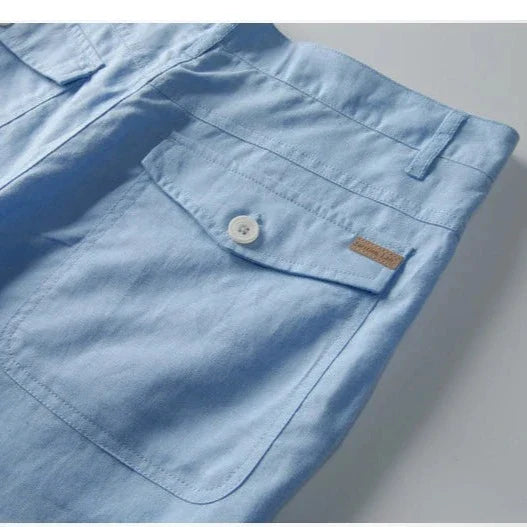 Men's Cotton Linen Beach Shorts - Lightweight Summer Casual Wear for Outdoor Activities