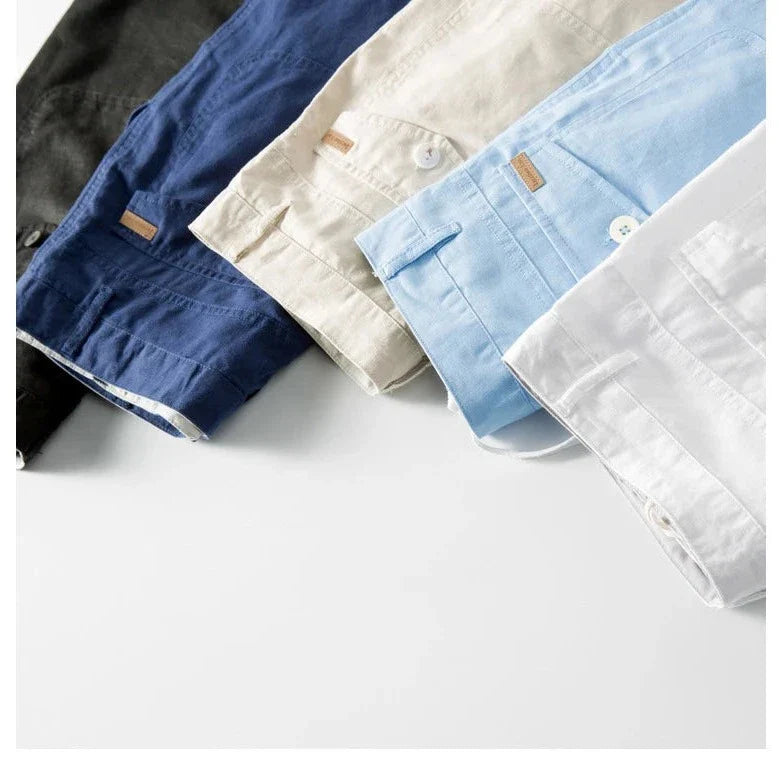 Men's Cotton Linen Beach Shorts - Lightweight Summer Casual Wear for Outdoor Activities