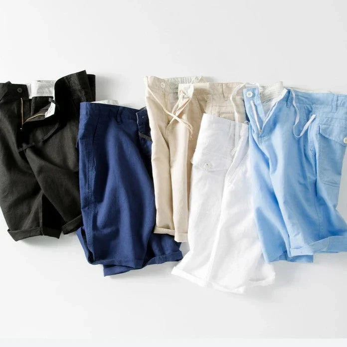 Men's Cotton Linen Beach Shorts - Lightweight Summer Casual Wear for Outdoor Activities
