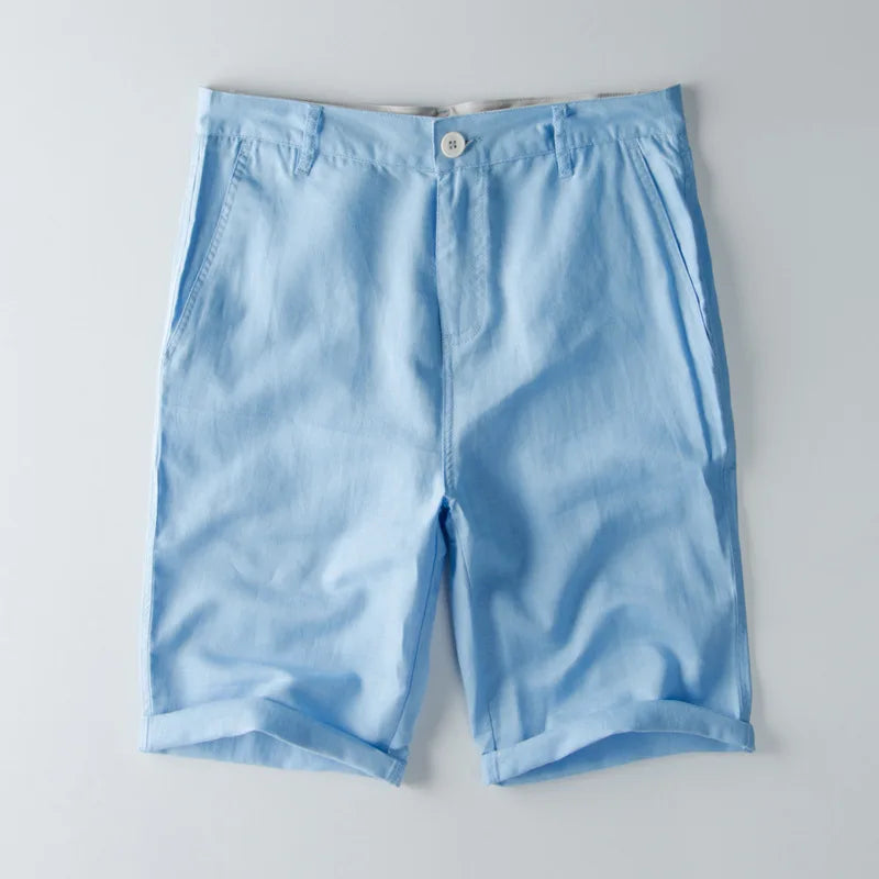 Men's Cotton Linen Beach Shorts - Lightweight Summer Casual Wear for Outdoor Activities