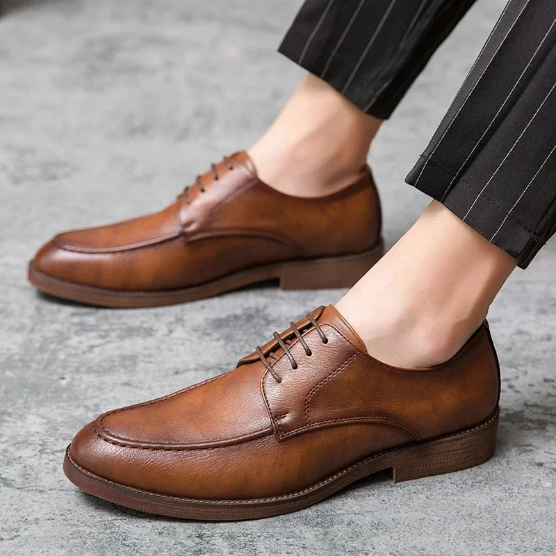 Men's Leather Oxford Shoes - Classic Design for Formal and Business Wear - Versatile Dress Footwear