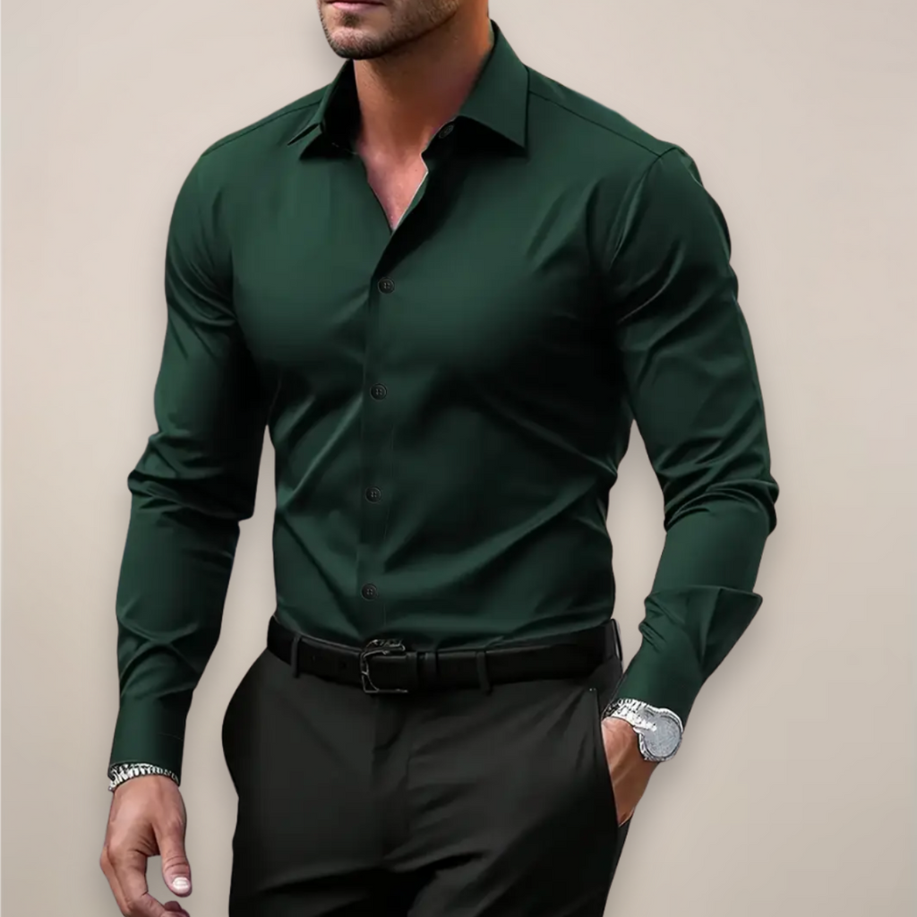 Men's Long-Sleeve Shirt with Classic Notched Collar