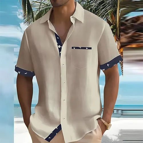 Men's Short Sleeve Summer Shirt with Breathable Fabric