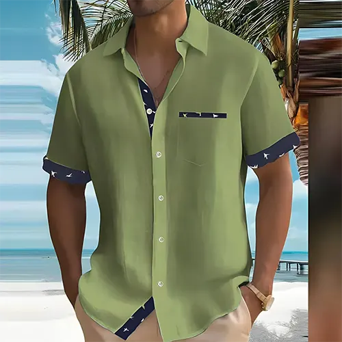 Men's Short Sleeve Summer Shirt with Breathable Fabric