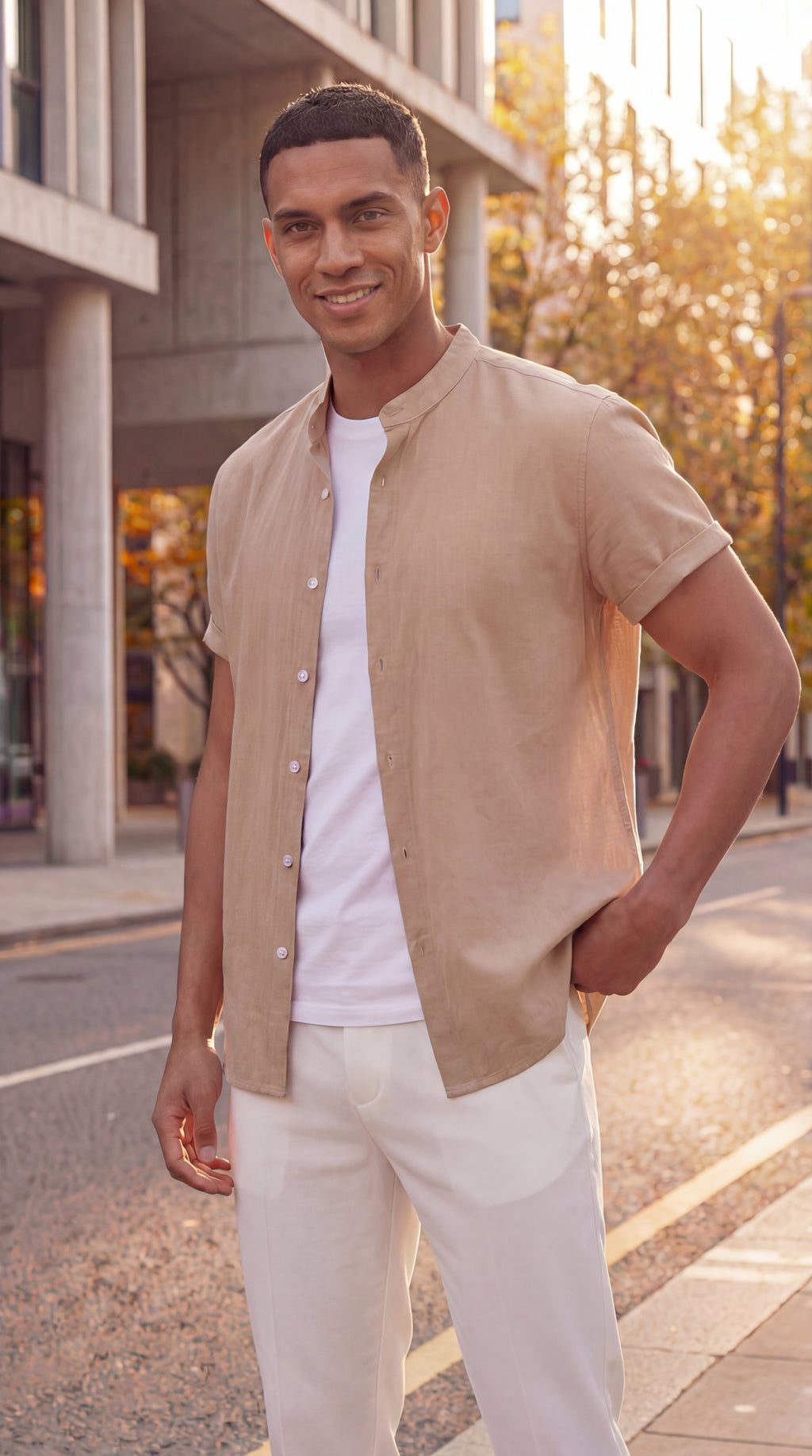 Men's Summer Outfit Set - Lightweight Cotton Casual Wear for Warm Weather - Short Sleeve Shirt and Shorts Combo