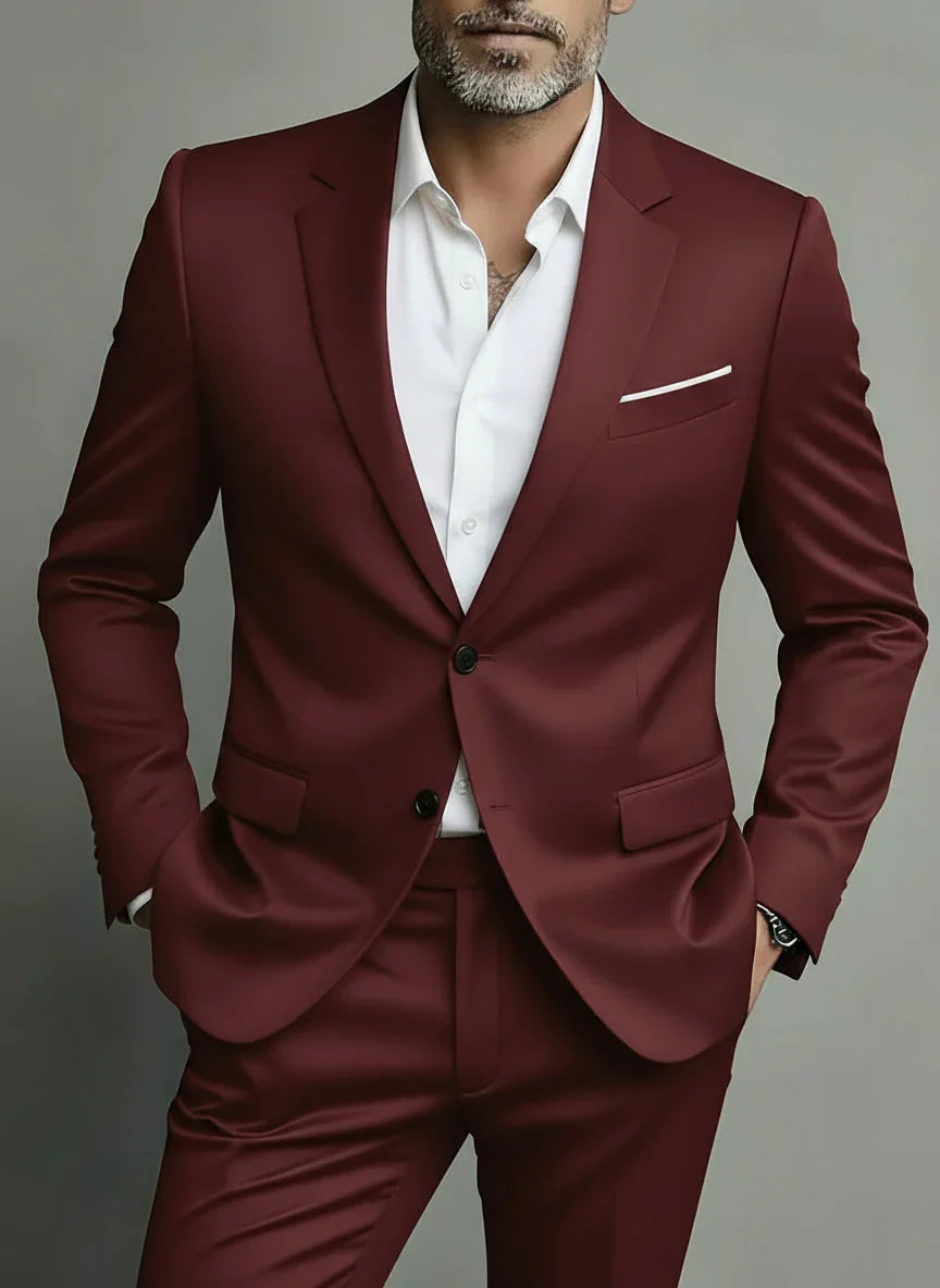 Men's Two-Piece Suit with Tailored Design for Formal Wear