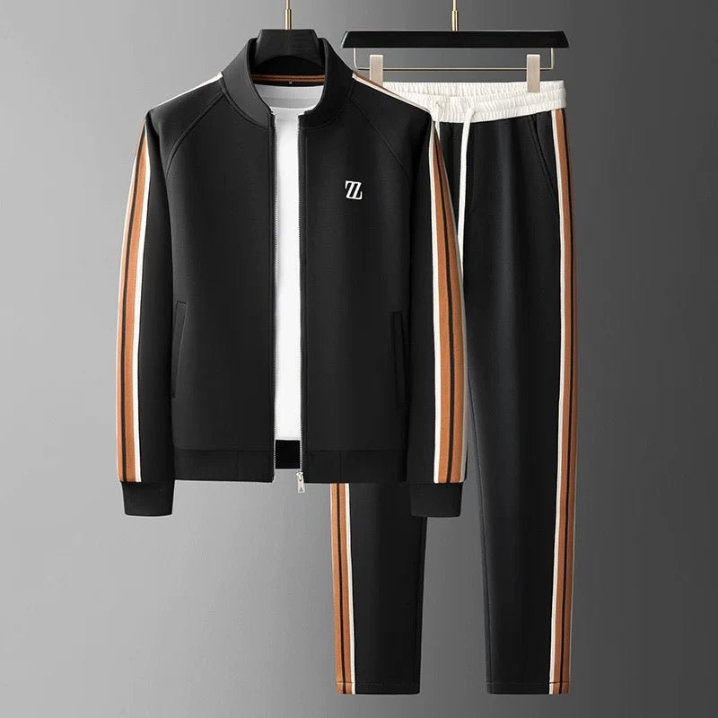 Men's Zip Jacket and Pants Tracksuit Set - Comfortable Athletic Wear for Gym and Casual Use - Lightweight Fabric