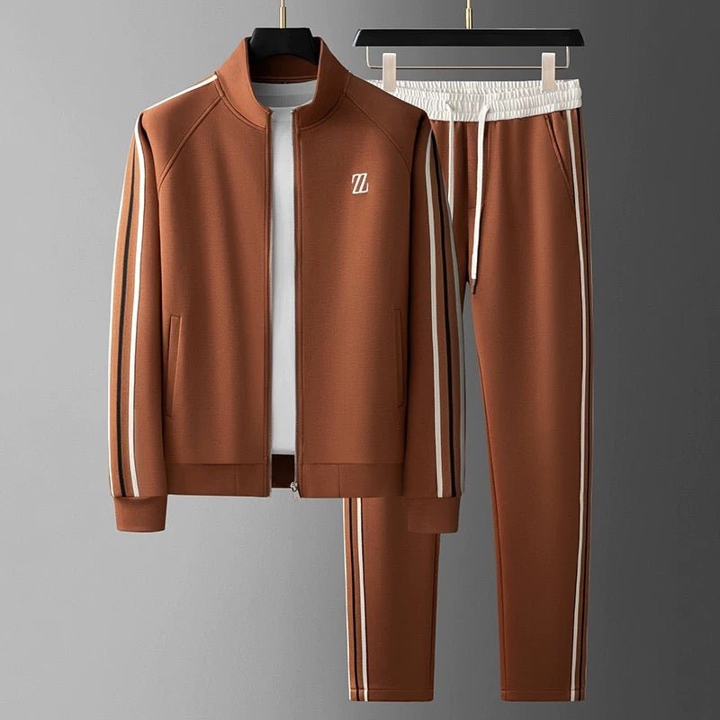 Men's Zip Jacket and Pants Tracksuit Set - Comfortable Athletic Wear for Gym and Casual Use - Lightweight Fabric