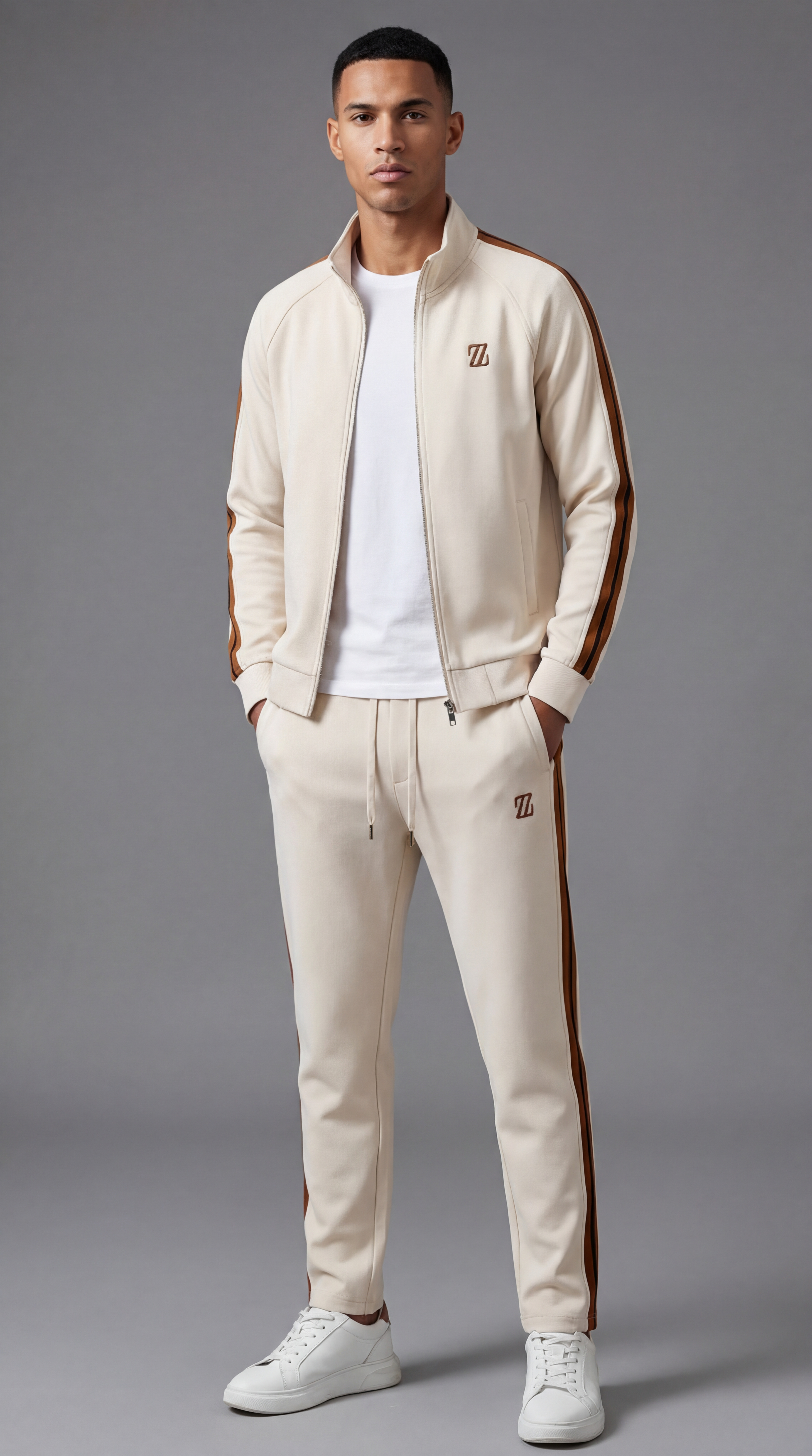 Men's Zip Jacket and Pants Tracksuit Set - Comfortable Athletic Wear for Gym and Casual Use - Lightweight Fabric