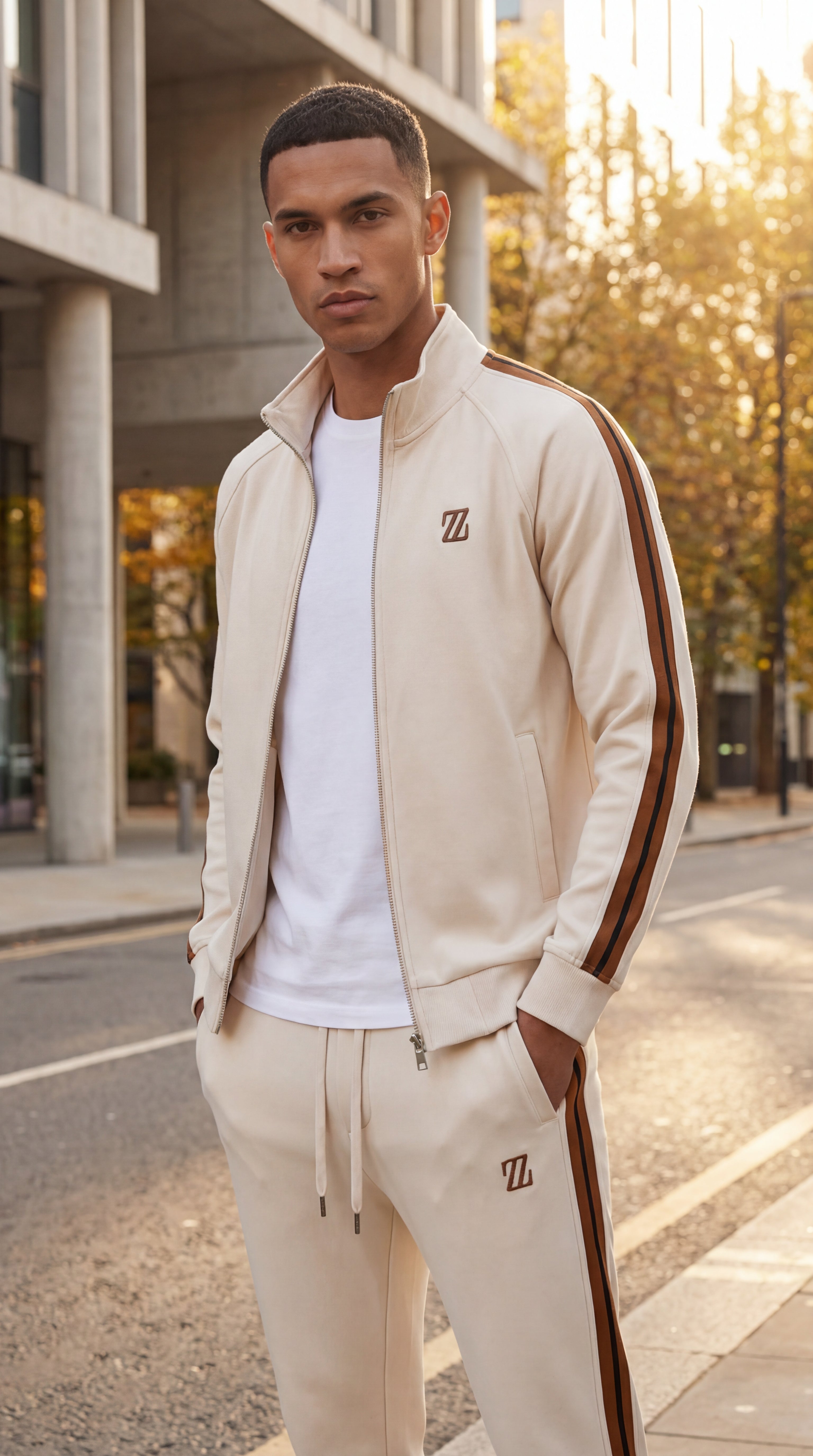 Men's Zip Jacket and Pants Tracksuit Set - Comfortable Athletic Wear for Gym and Casual Use - Lightweight Fabric