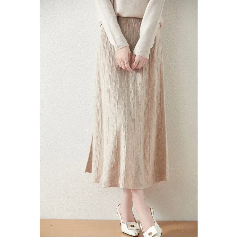 Merino Wool Knit Skirt for Women - Comfortable Casual Style - Versatile Everyday Wear - Available in Multiple Sizes