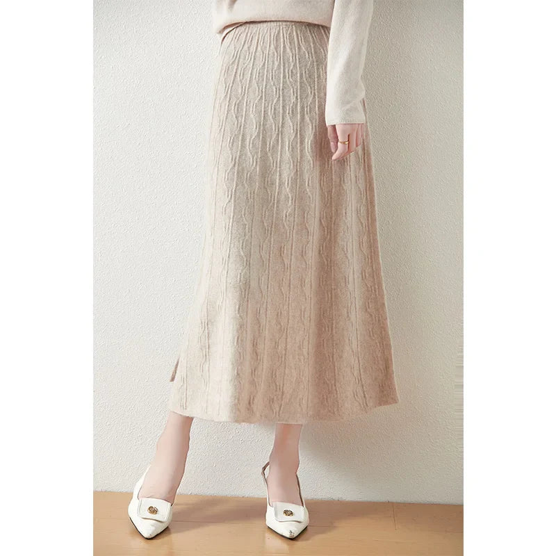 Merino Wool Knit Skirt for Women - Comfortable Casual Style - Versatile Everyday Wear - Available in Multiple Sizes