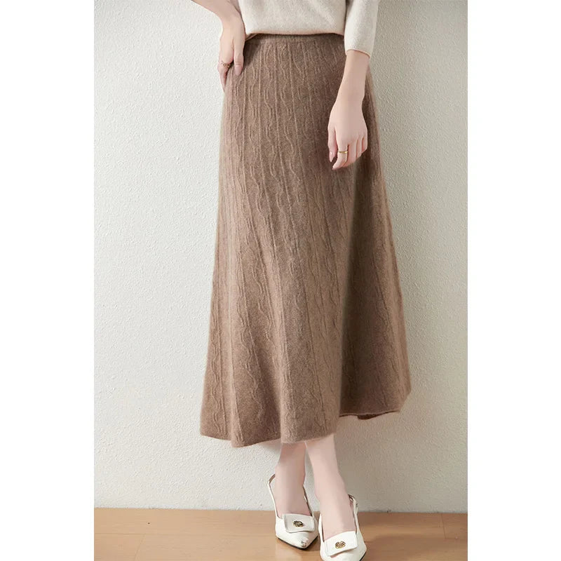Merino Wool Knit Skirt for Women - Comfortable Casual Style - Versatile Everyday Wear - Available in Multiple Sizes