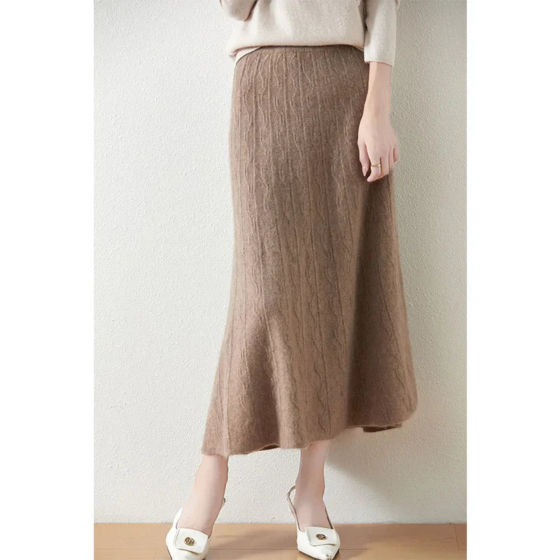 Merino Wool Knit Skirt for Women - Comfortable Casual Style - Versatile Everyday Wear - Available in Multiple Sizes