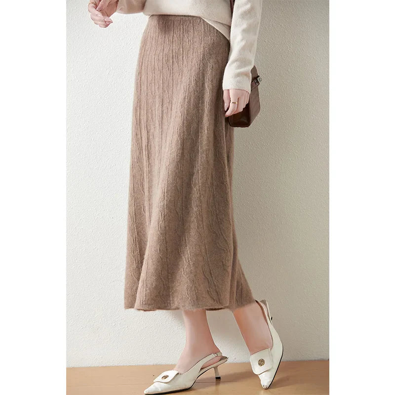 Merino Wool Knit Skirt for Women - Comfortable Casual Style - Versatile Everyday Wear - Available in Multiple Sizes