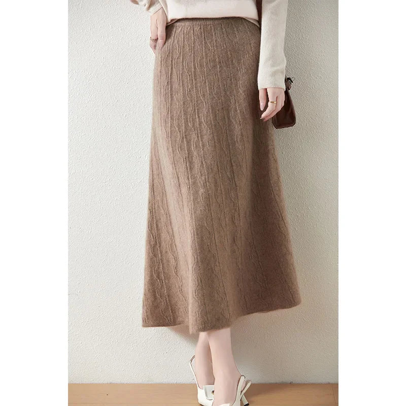 Merino Wool Knit Skirt for Women - Comfortable Casual Style - Versatile Everyday Wear - Available in Multiple Sizes