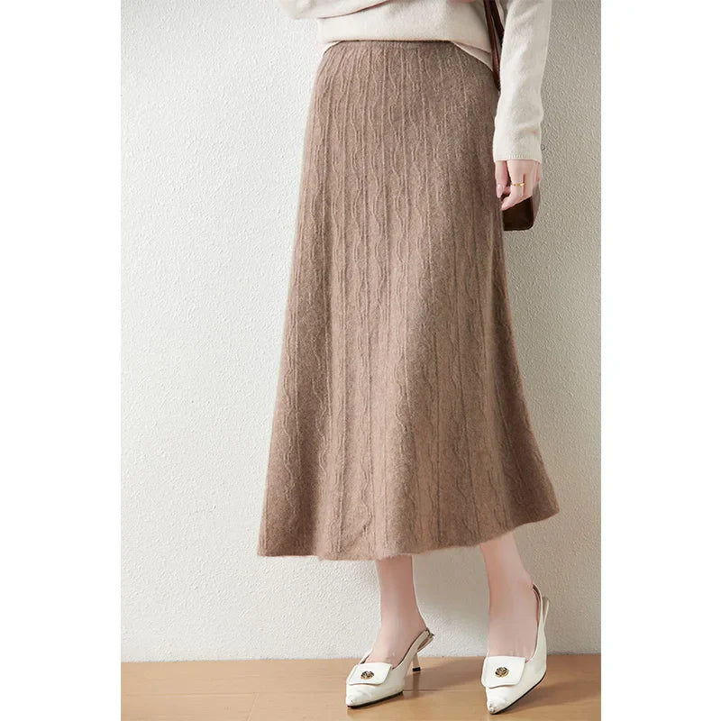 Merino Wool Knit Skirt for Women - Comfortable Casual Style - Versatile Everyday Wear - Available in Multiple Sizes