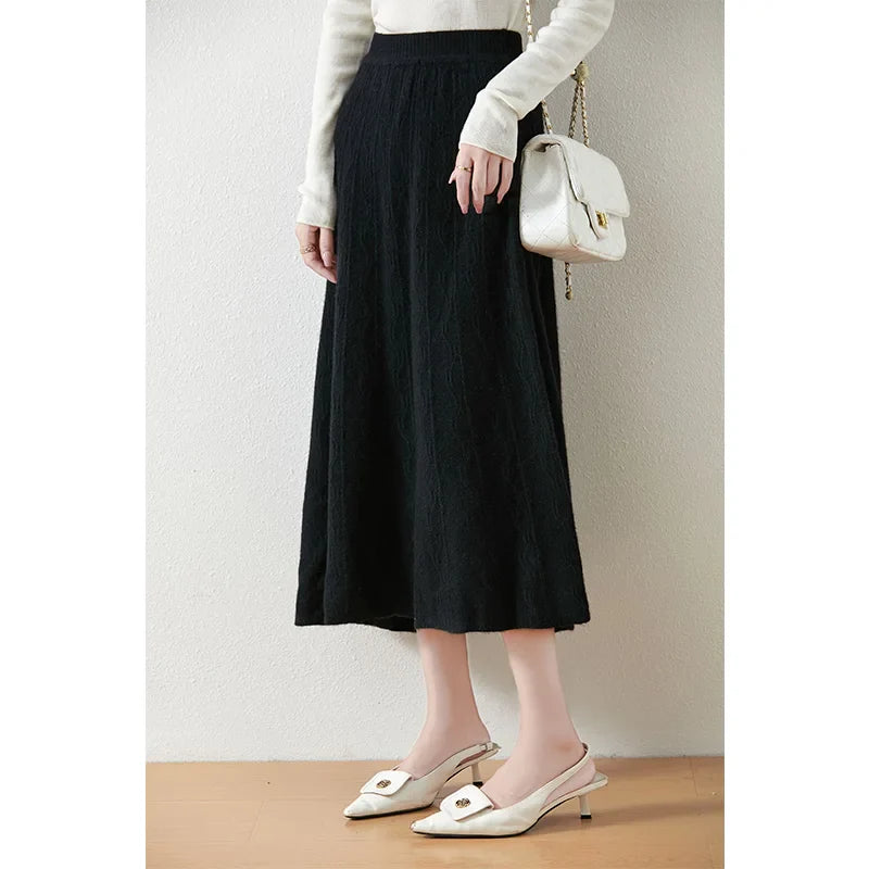 Merino Wool Knit Skirt for Women - Comfortable Casual Style - Versatile Everyday Wear - Available in Multiple Sizes