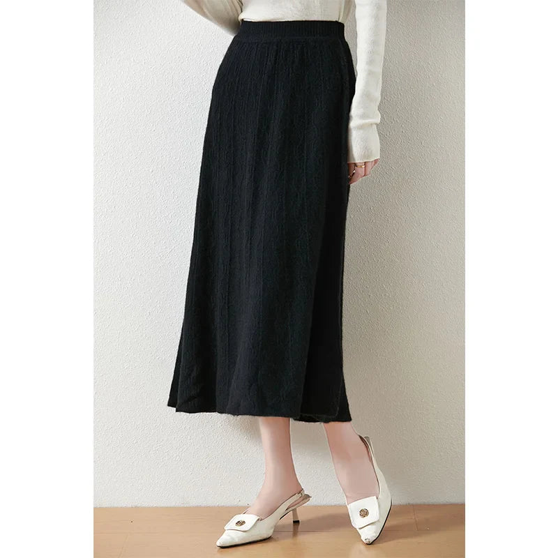 Merino Wool Knit Skirt for Women - Comfortable Casual Style - Versatile Everyday Wear - Available in Multiple Sizes