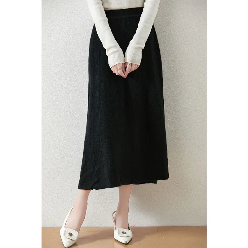 Merino Wool Knit Skirt for Women - Comfortable Casual Style - Versatile Everyday Wear - Available in Multiple Sizes