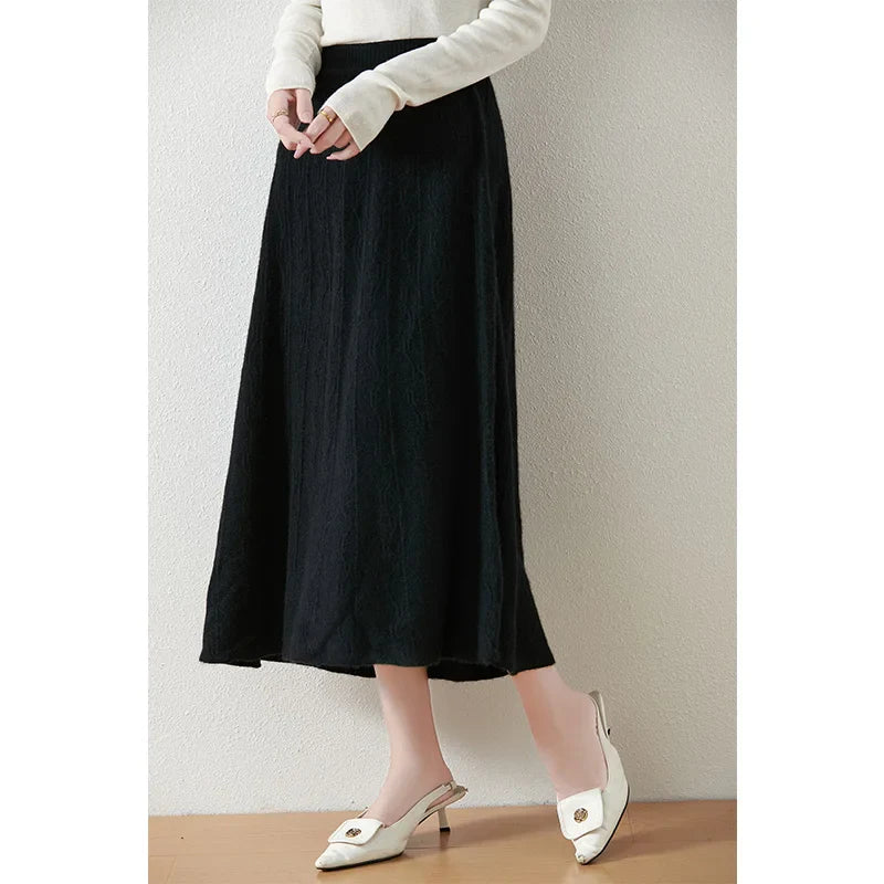 Merino Wool Knit Skirt for Women - Comfortable Casual Style - Versatile Everyday Wear - Available in Multiple Sizes