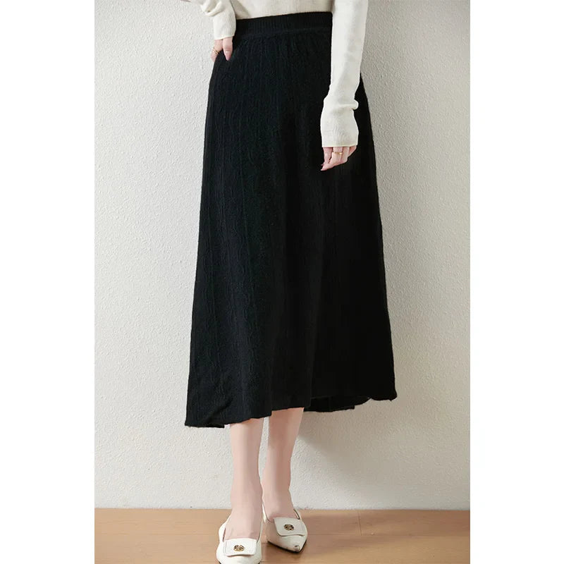 Merino Wool Knit Skirt for Women - Comfortable Casual Style - Versatile Everyday Wear - Available in Multiple Sizes