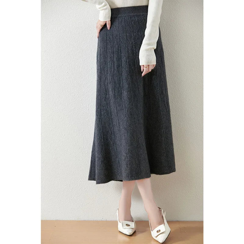Merino Wool Knit Skirt for Women - Comfortable Casual Style - Versatile Everyday Wear - Available in Multiple Sizes