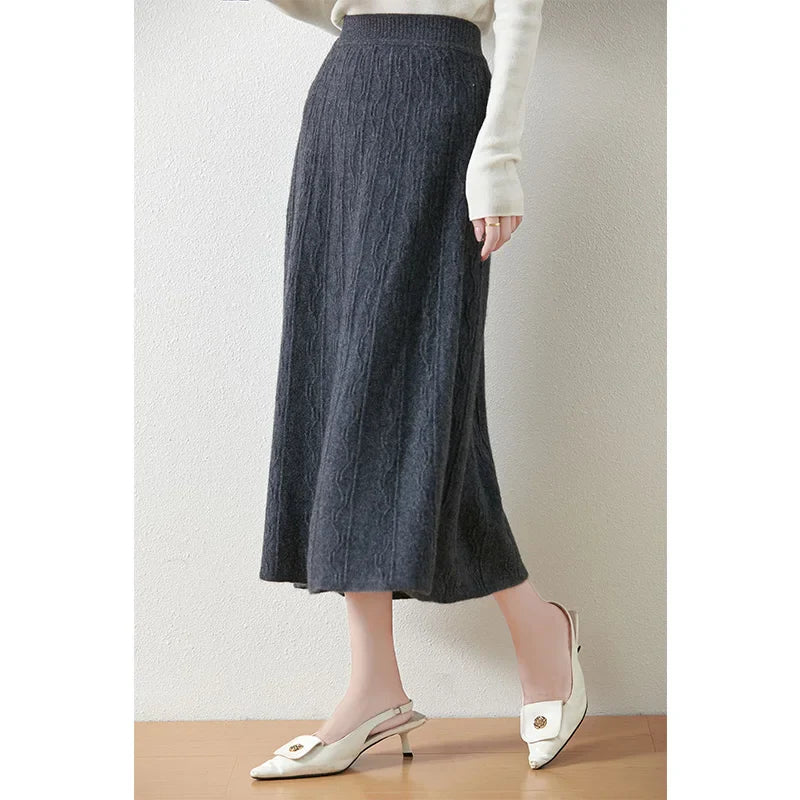 Merino Wool Knit Skirt for Women - Comfortable Casual Style - Versatile Everyday Wear - Available in Multiple Sizes