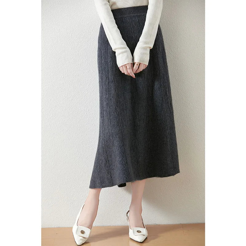 Merino Wool Knit Skirt for Women - Comfortable Casual Style - Versatile Everyday Wear - Available in Multiple Sizes