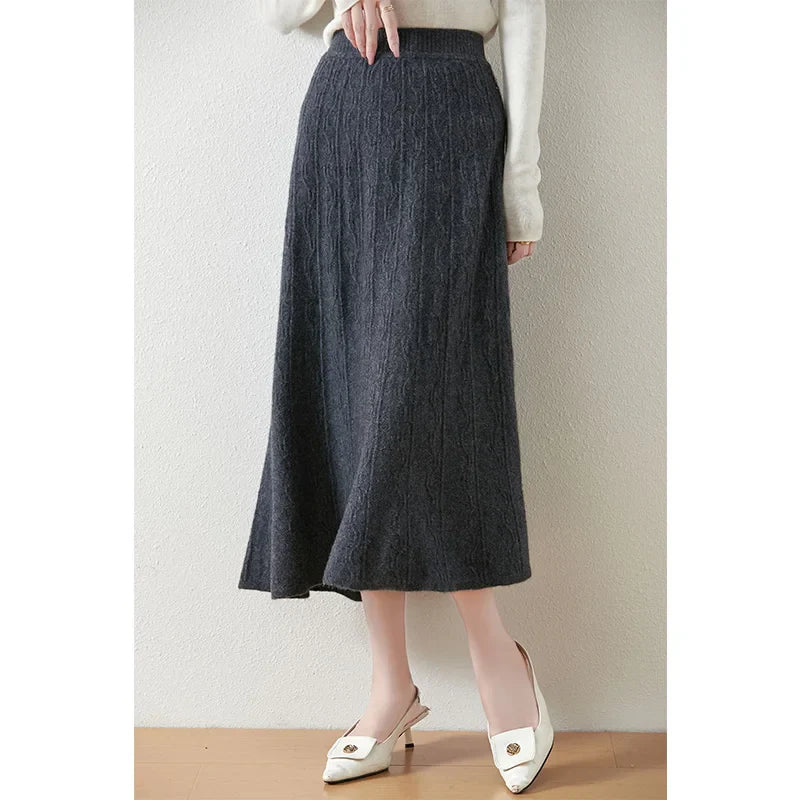 Merino Wool Knit Skirt for Women - Comfortable Casual Style - Versatile Everyday Wear - Available in Multiple Sizes