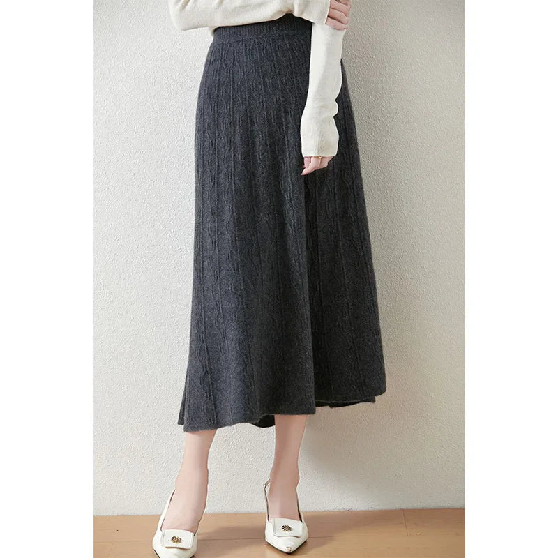 Merino Wool Knit Skirt for Women - Comfortable Casual Style - Versatile Everyday Wear - Available in Multiple Sizes