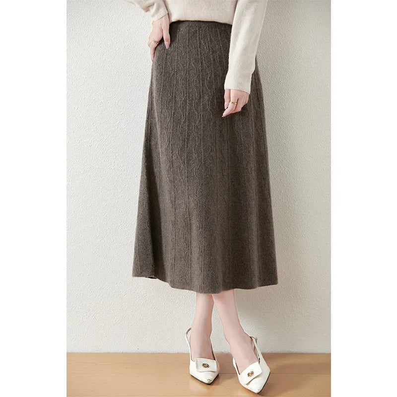 Merino Wool Knit Skirt for Women - Comfortable Casual Style - Versatile Everyday Wear - Available in Multiple Sizes