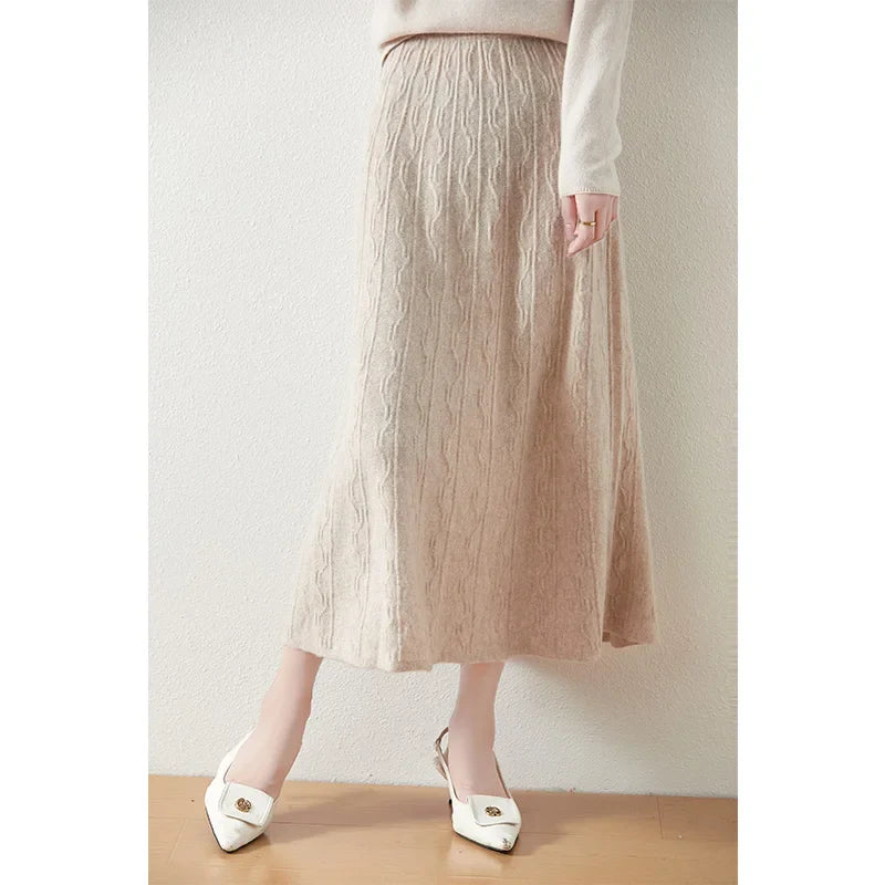 Merino Wool Knit Skirt for Women - Comfortable Casual Style - Versatile Everyday Wear - Available in Multiple Sizes