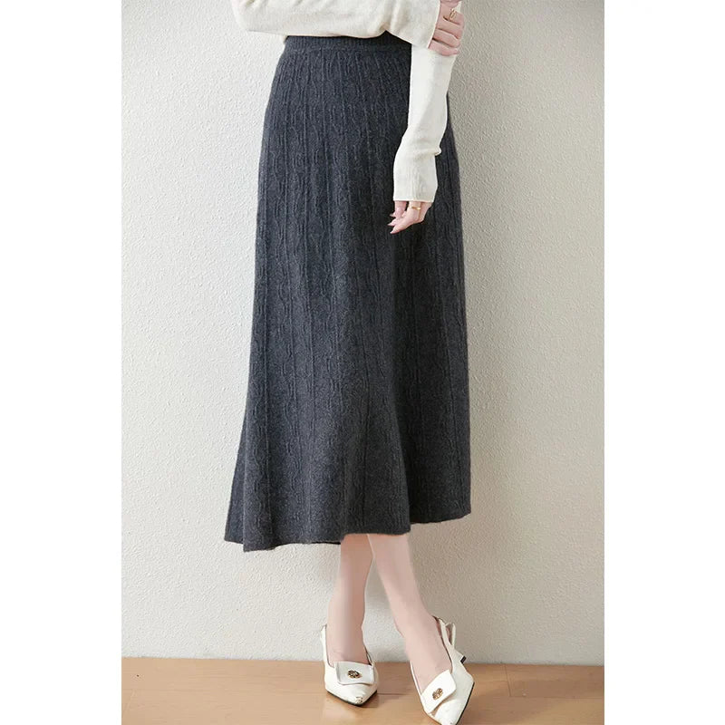 Merino Wool Knit Skirt for Women - Comfortable Casual Style - Versatile Everyday Wear - Available in Multiple Sizes