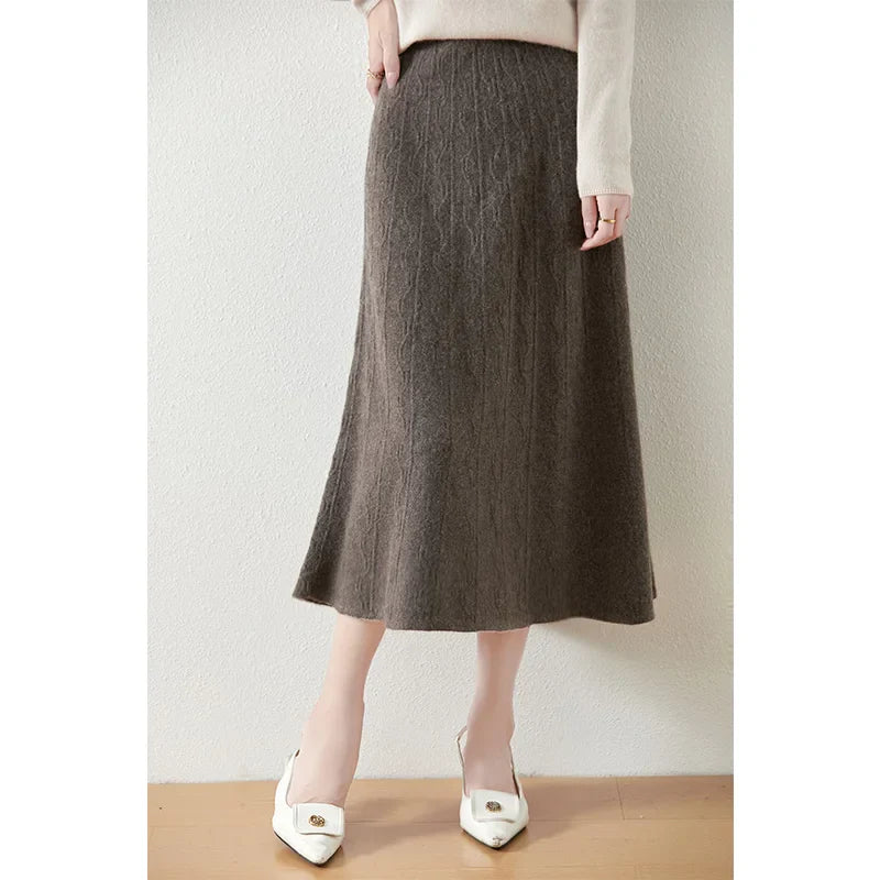 Merino Wool Knit Skirt for Women - Comfortable Casual Style - Versatile Everyday Wear - Available in Multiple Sizes