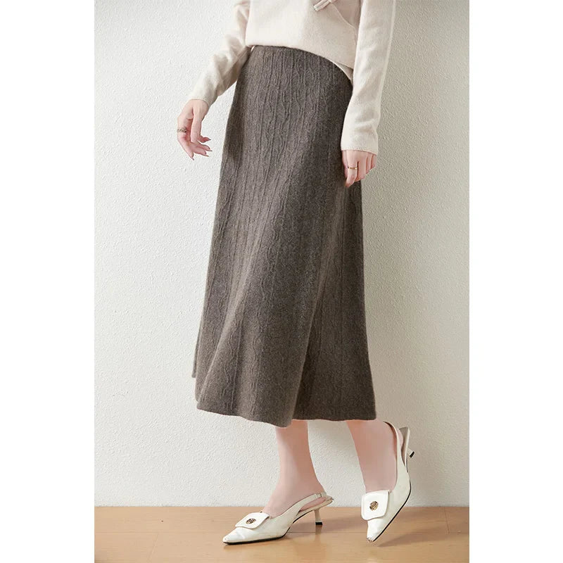 Merino Wool Knit Skirt for Women - Comfortable Casual Style - Versatile Everyday Wear - Available in Multiple Sizes