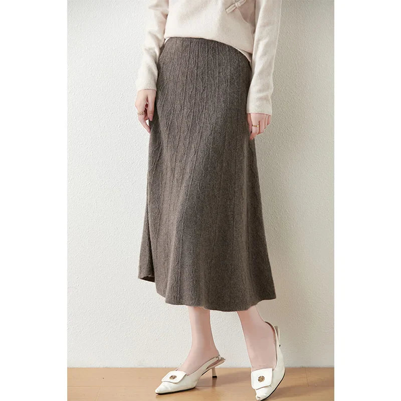 Merino Wool Knit Skirt for Women - Comfortable Casual Style - Versatile Everyday Wear - Available in Multiple Sizes