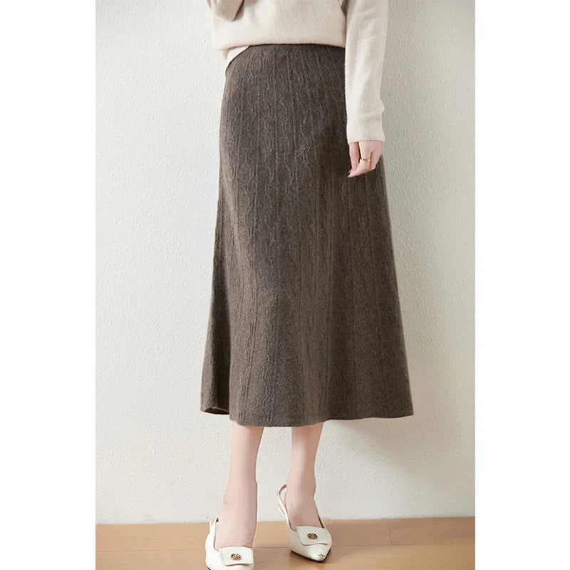 Merino Wool Knit Skirt for Women - Comfortable Casual Style - Versatile Everyday Wear - Available in Multiple Sizes