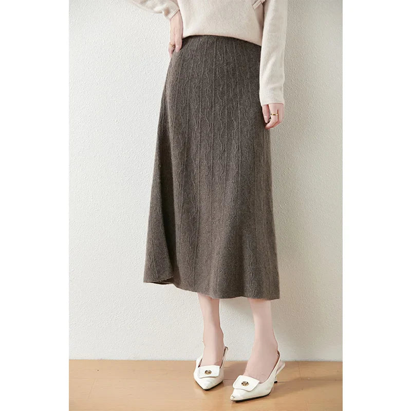 Merino Wool Knit Skirt for Women - Comfortable Casual Style - Versatile Everyday Wear - Available in Multiple Sizes