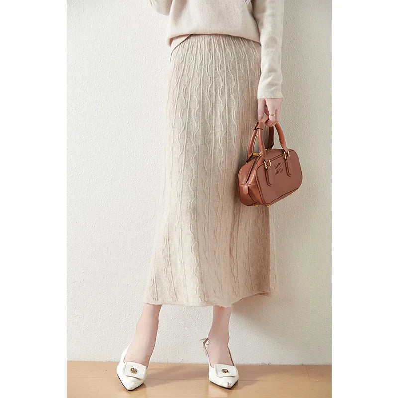 Merino Wool Knit Skirt for Women - Comfortable Casual Style - Versatile Everyday Wear - Available in Multiple Sizes