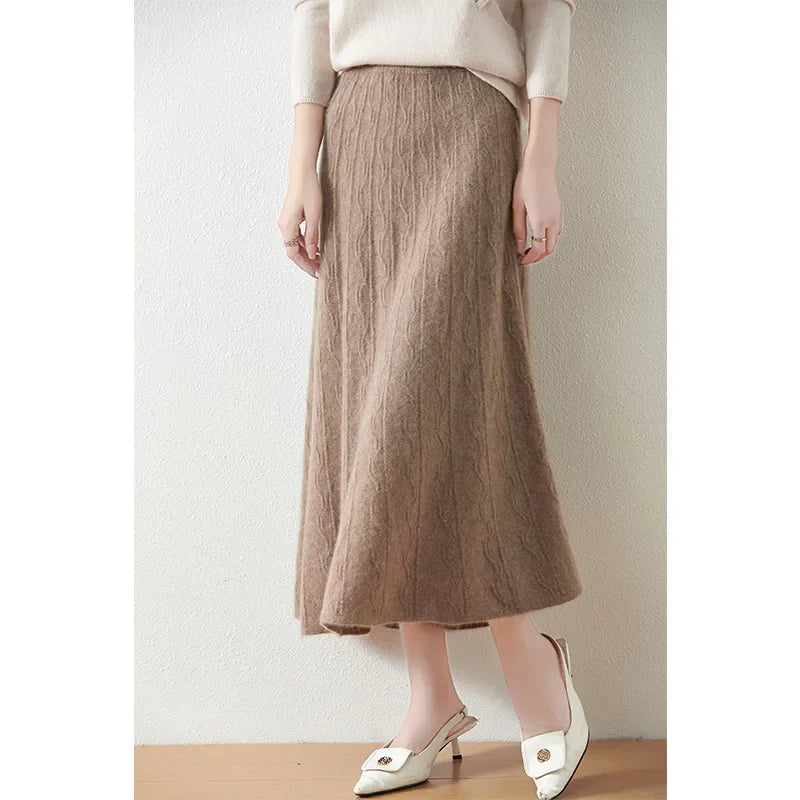 Merino Wool Knit Skirt for Women - Comfortable Casual Style - Versatile Everyday Wear - Available in Multiple Sizes