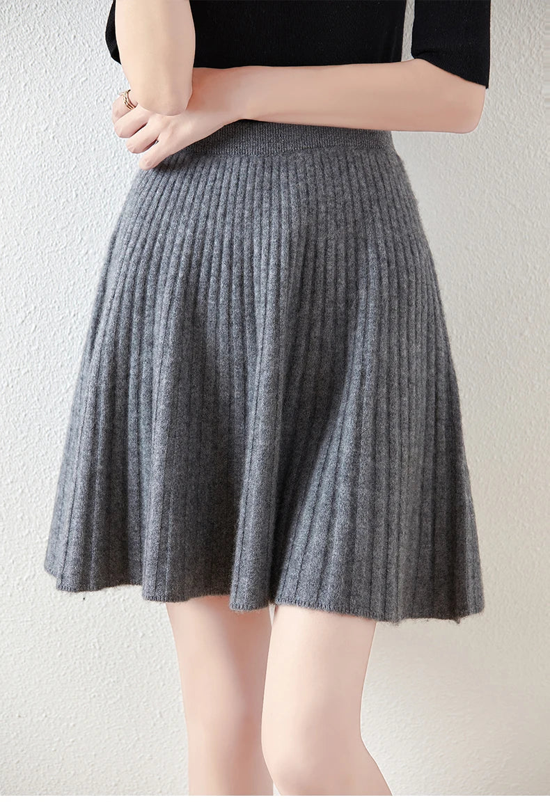 Merino Wool Skirt - A-Line Design for Everyday Wear - Comfortable and Stylish