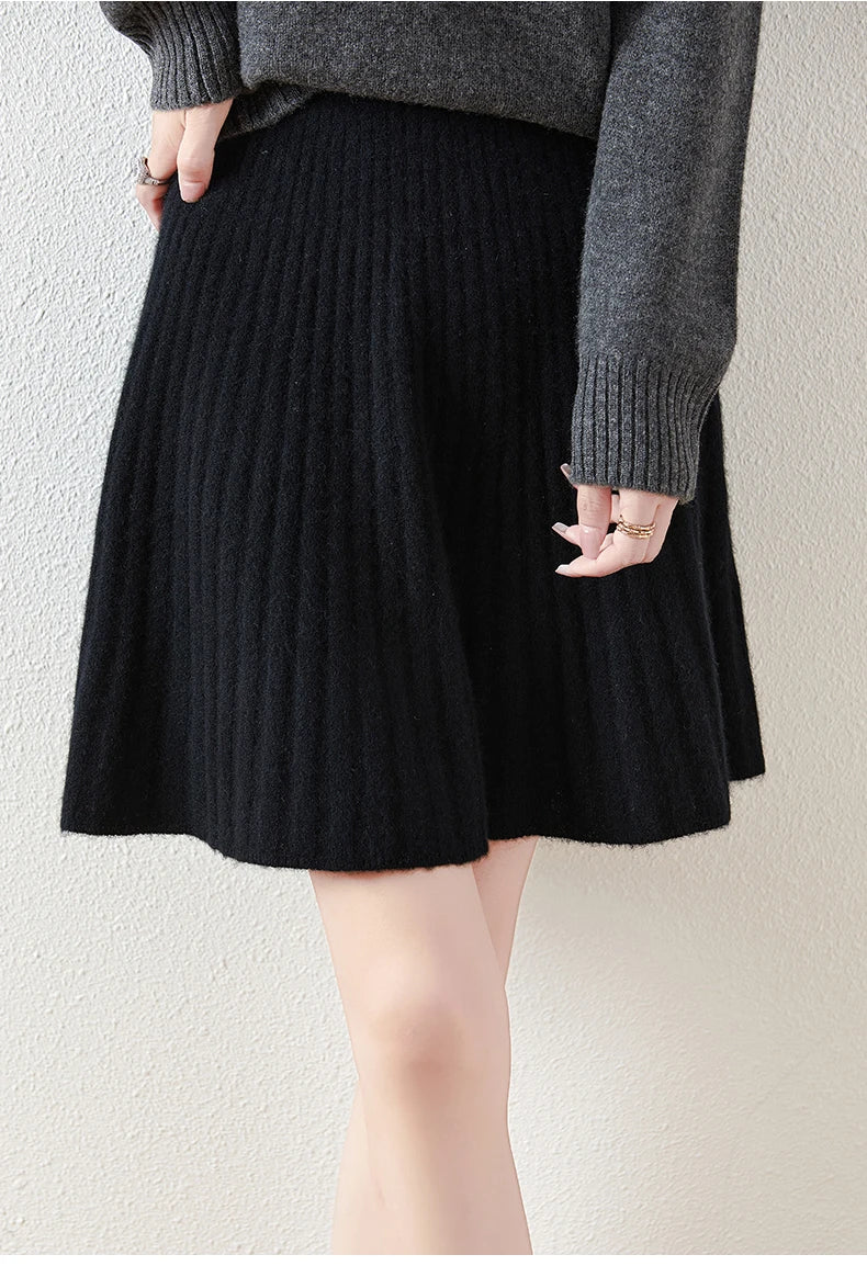 Merino Wool Skirt - A-Line Design for Everyday Wear - Comfortable and Stylish