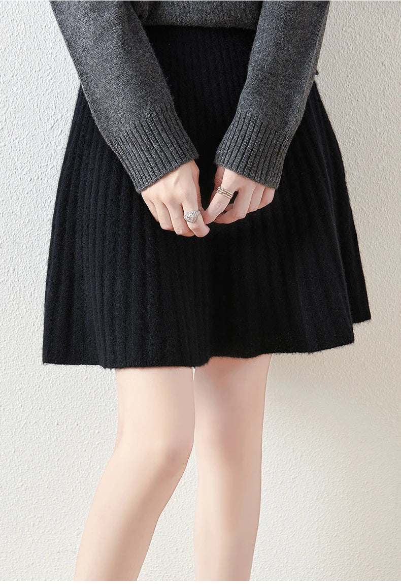 Merino Wool Skirt - A-Line Design for Everyday Wear - Comfortable and Stylish