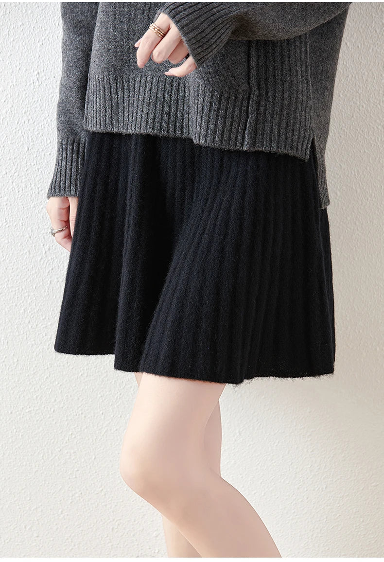 Merino Wool Skirt - A-Line Design for Everyday Wear - Comfortable and Stylish