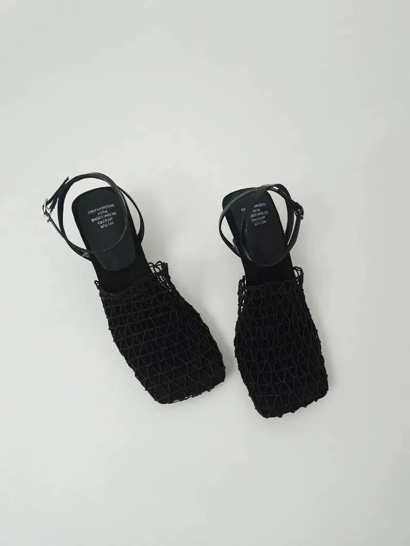 Mesh Weave Heels for Women - Elegant Open-Toe Design for Evening Wear and Special Occasions