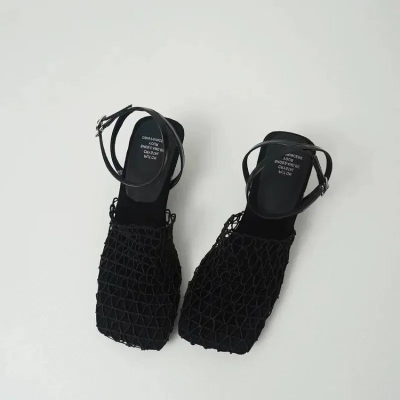 Mesh Weave Heels for Women - Elegant Open-Toe Design for Evening Wear and Special Occasions