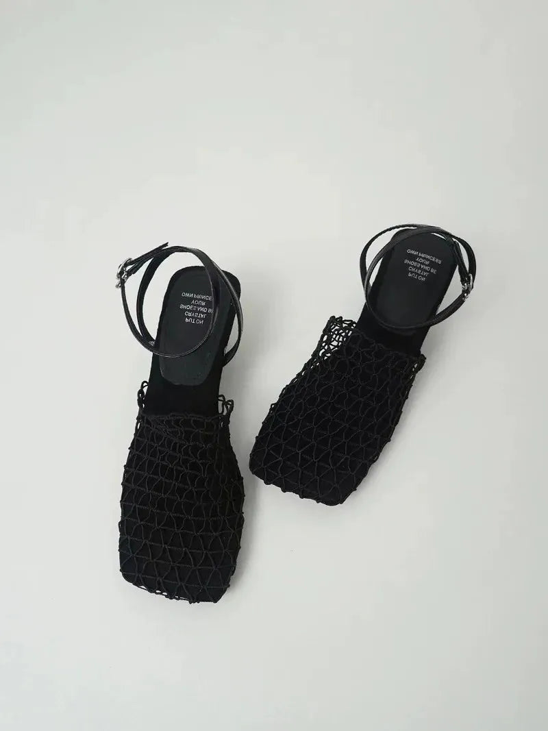 Mesh Weave Heels for Women - Elegant Open-Toe Design for Evening Wear and Special Occasions