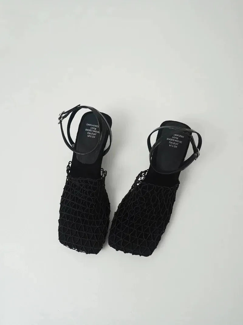 Mesh Weave Heels for Women - Elegant Open-Toe Design for Evening Wear and Special Occasions