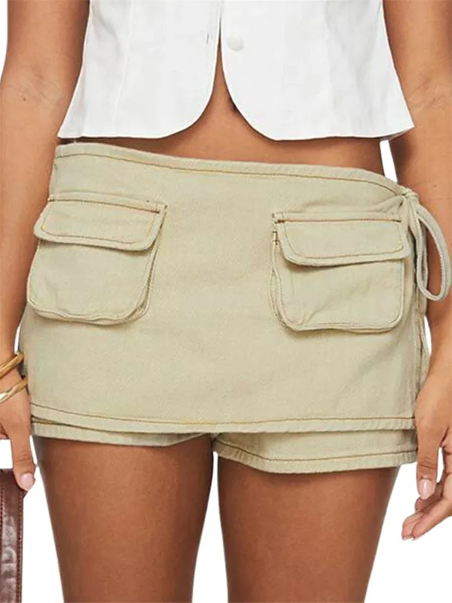 Mini Pocket Skirt - Cotton Blend - Casual Style - Women's Everyday Wear - Available in Multiple Sizes